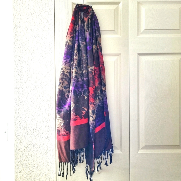 Colorful European Boho Witchy Whimsigoth Fairycore Fall Floral Ombre Sca… - Picture 4 of 6